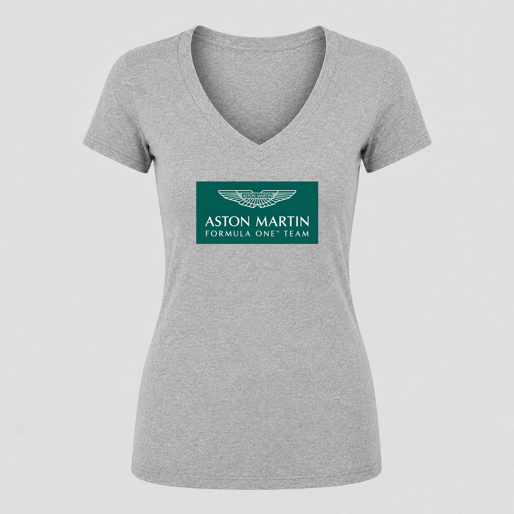 Women's Aston Martin Formula One Team V Neck T-Shirt in gray