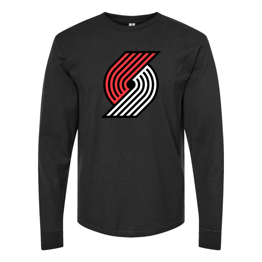 Men's Portland Trail Blazers Long sleeves Cotton Blend T-Shirt - Black