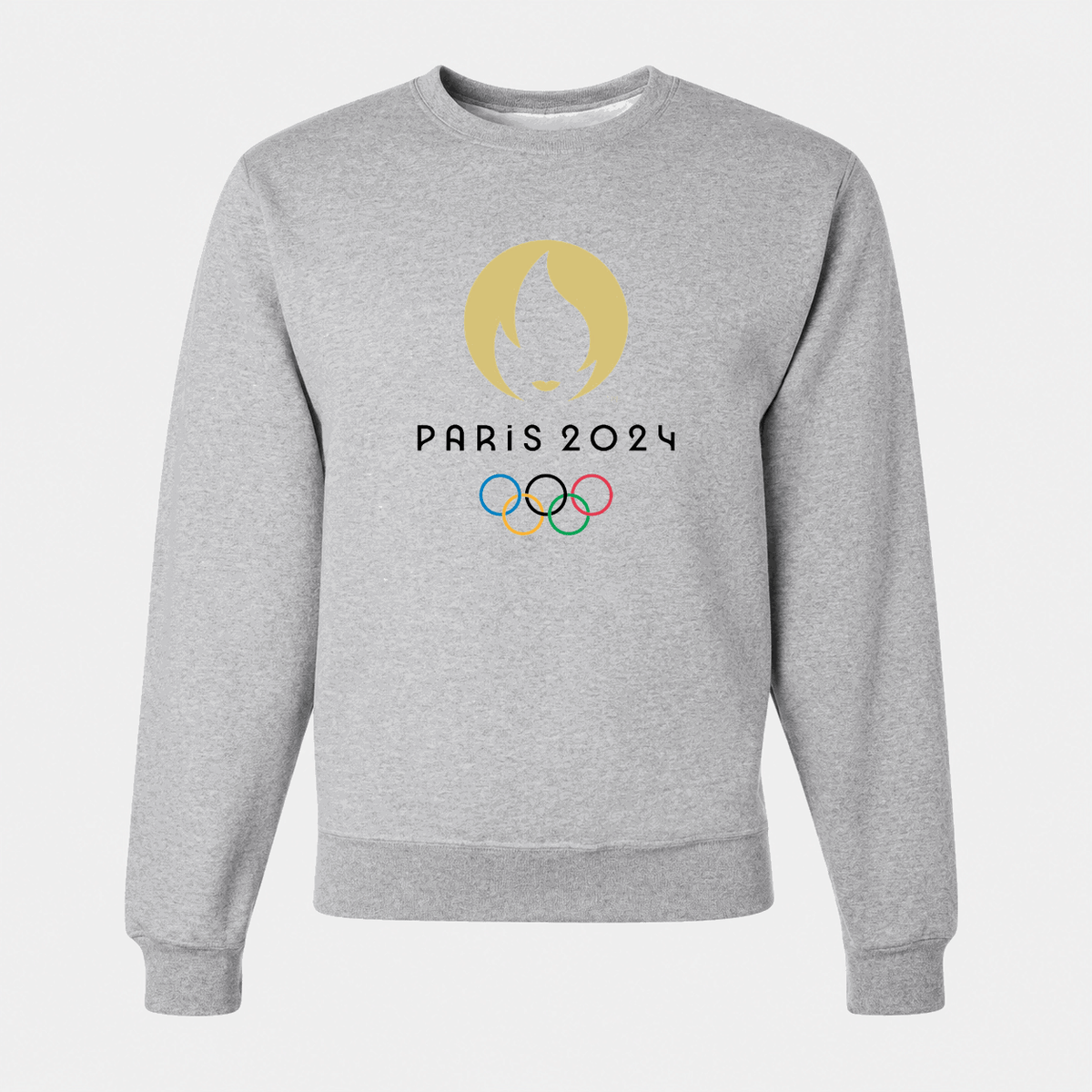 Men's Olympics 2024 Paris Black Logo Crewneck Sweatshirt - Gray