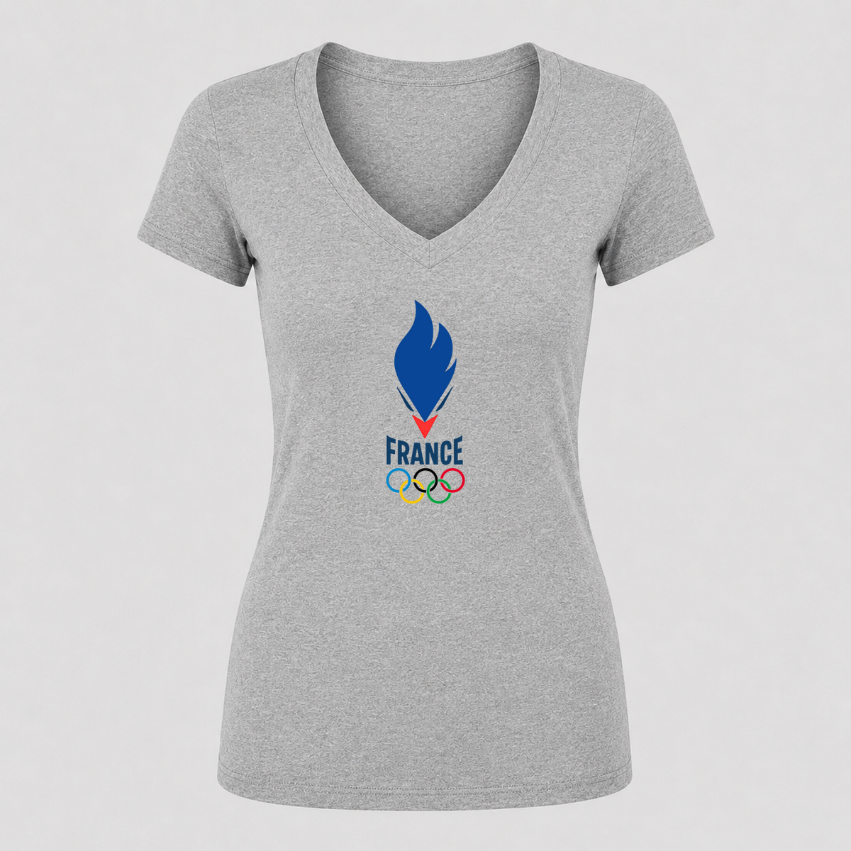 Women's France 2024 V Neck T-Shirt in gray