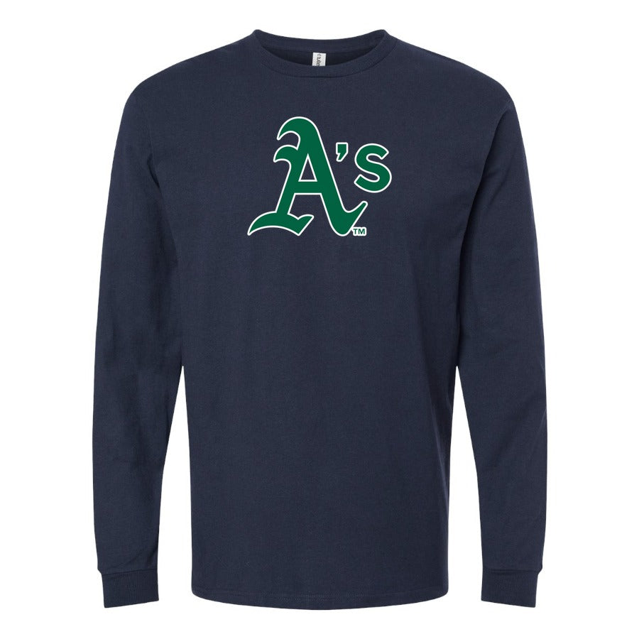 Men's Oakland Athletics Long sleeves Cotton Blend T-Shirt - Navy