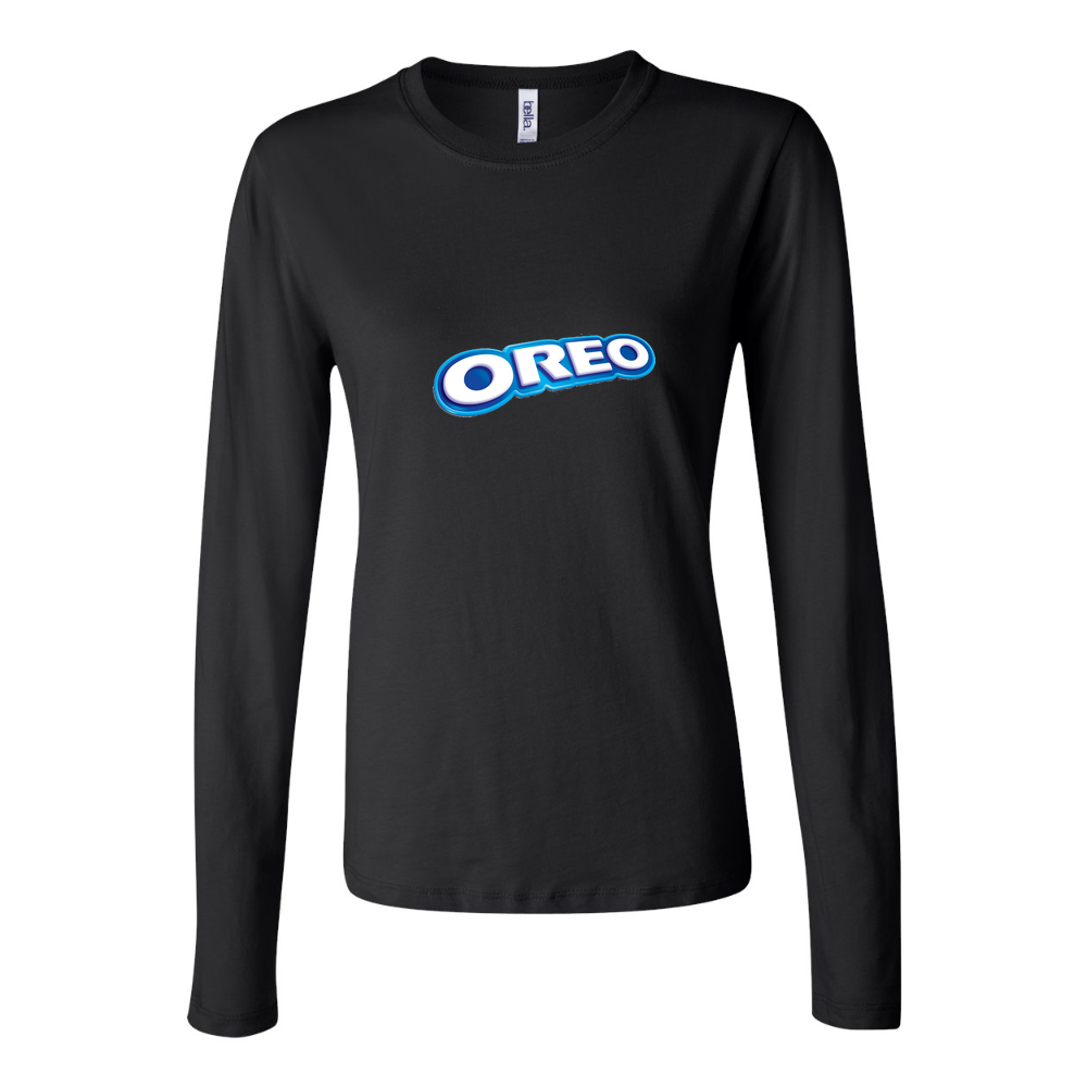 Women's Oreo Logo food 1536x864 Long Sleeve T-Shirt - Black