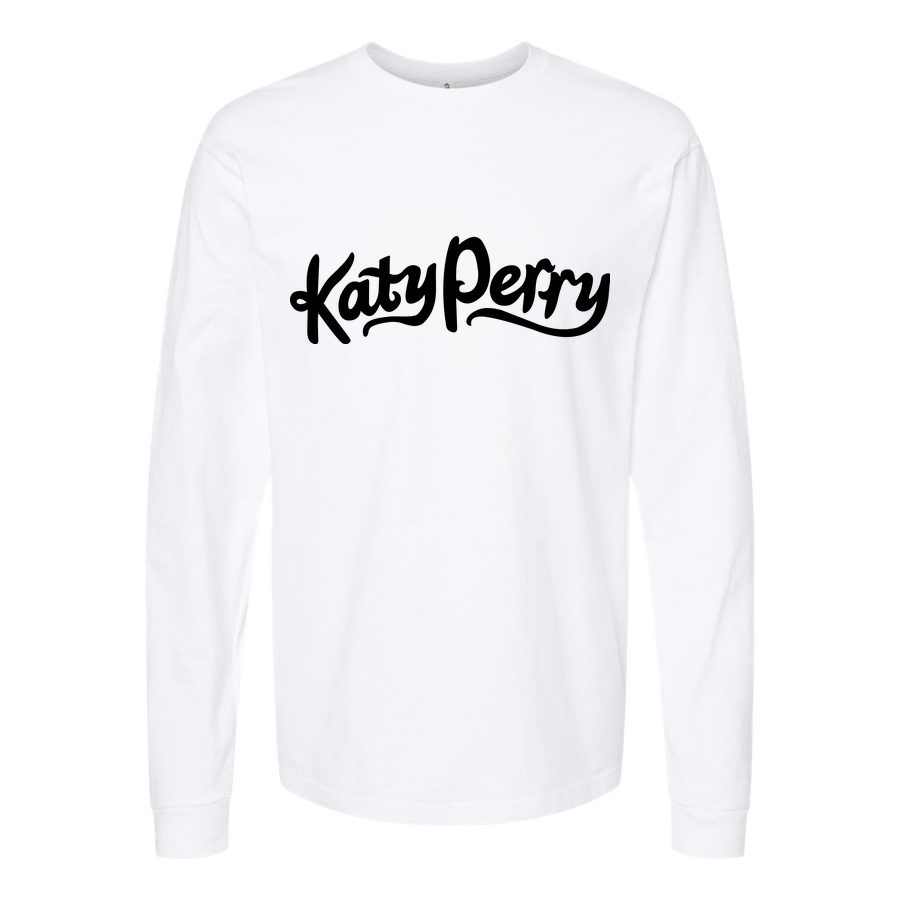Men's Katy-Perry-Logo Long sleeves Cotton Blend T-Shirt - White