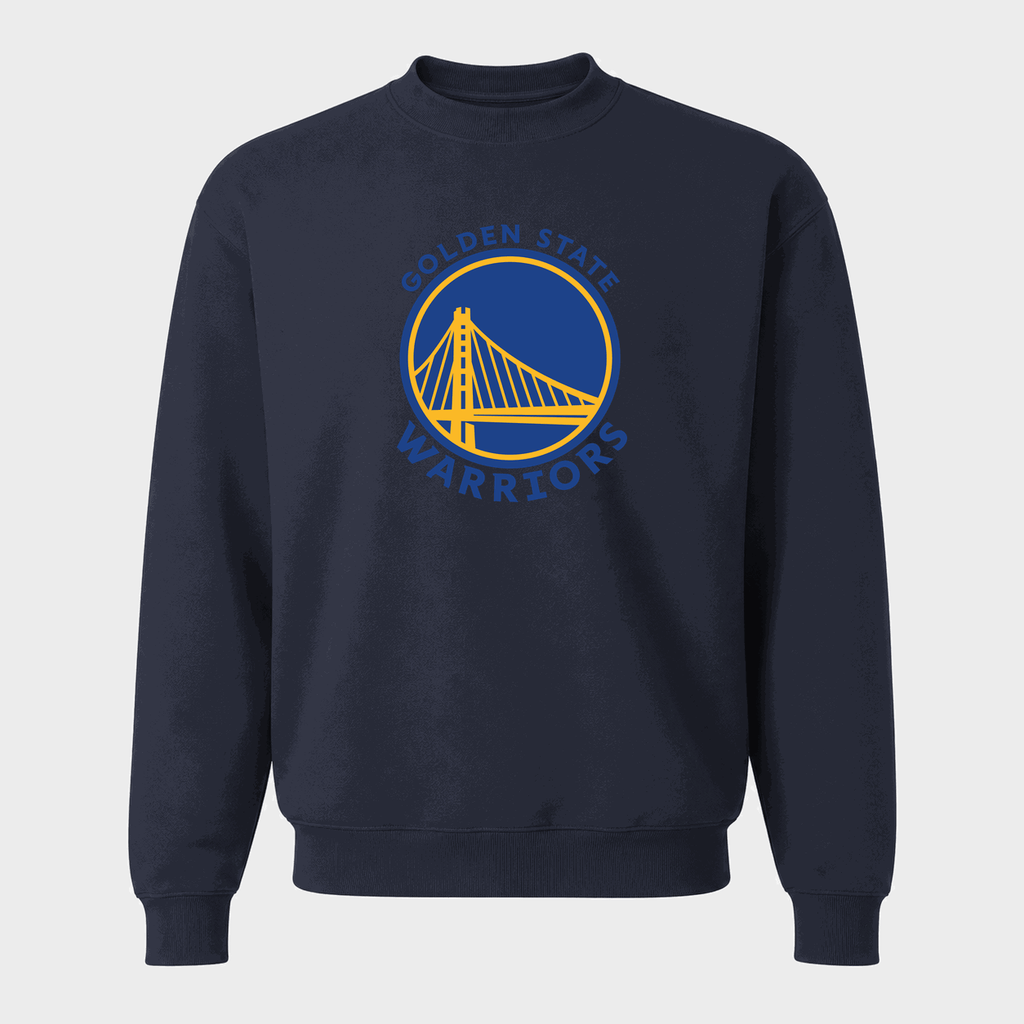 Men's Golden State Warriors Blue Logo Crewneck Sweatshirt - Navy