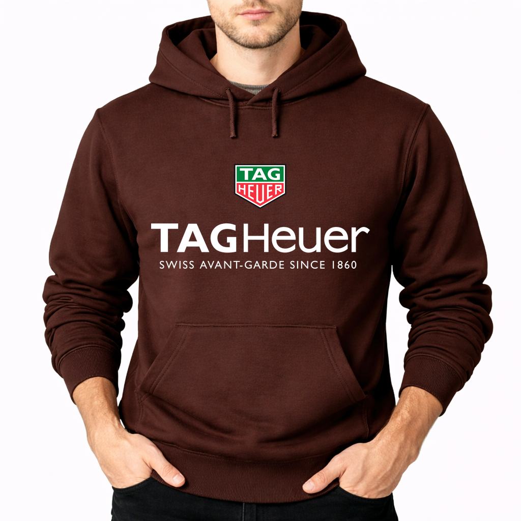Men's Tag Heuer White Pullover Hoodie - Brown