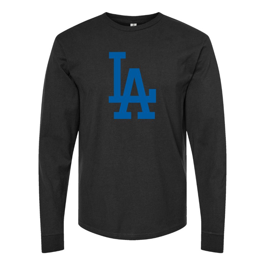 Men's Los Angeles Dodgers Long sleeves Cotton Blend T-Shirt - Black