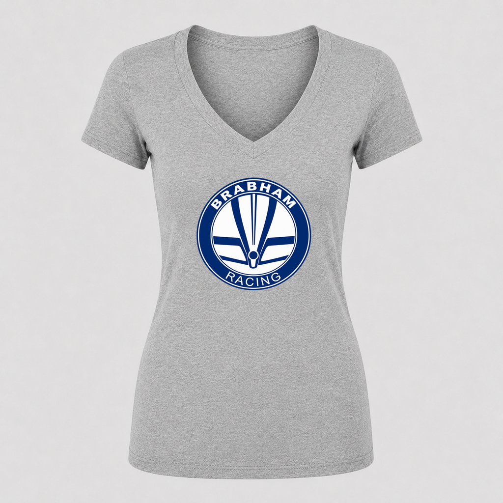 Women's Brabham Racing V Neck T-Shirt in gray