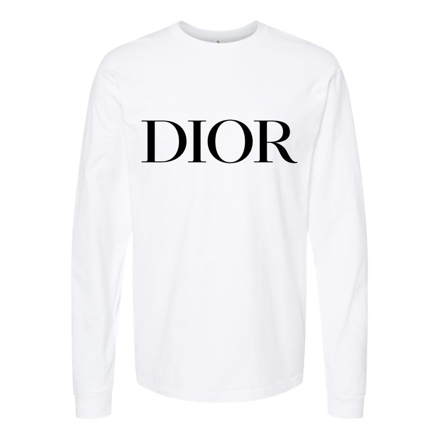 Men's Dior-Logo-1536x864 Long sleeves Cotton Blend T-Shirt - White
