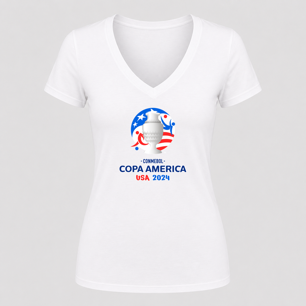 Women's Copa América 2024 V Neck T-Shirt in white