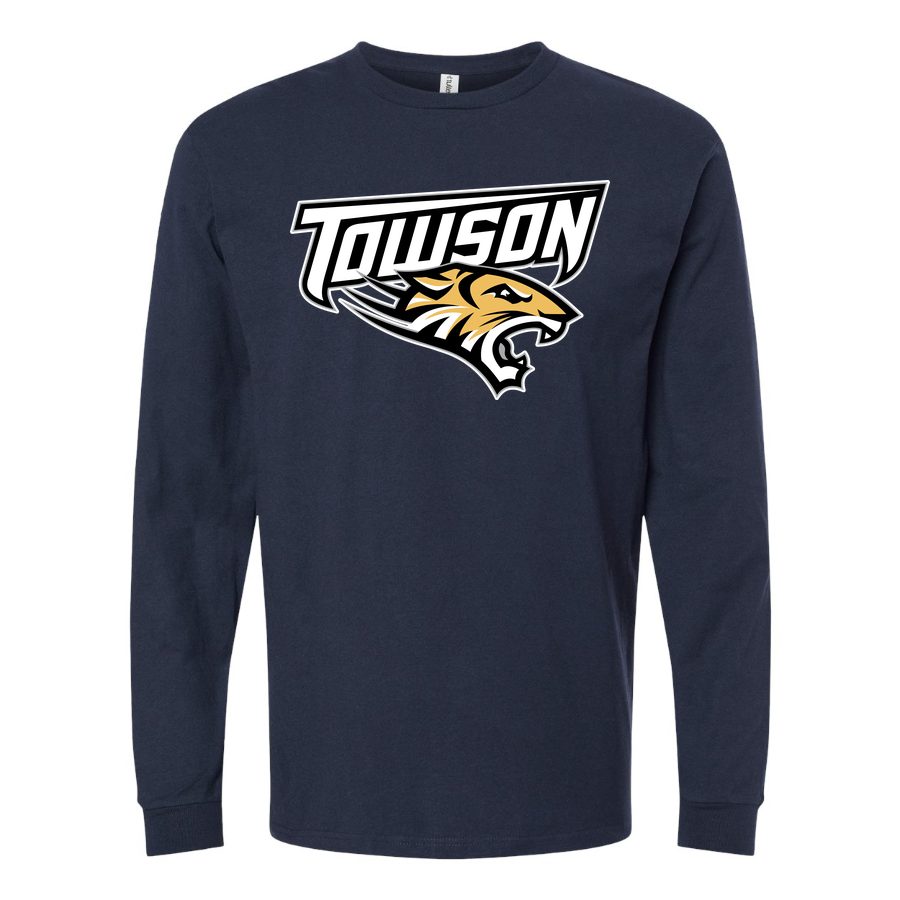 Men's Towson Tigers Logo Long sleeves Cotton Blend T-Shirt - Navy