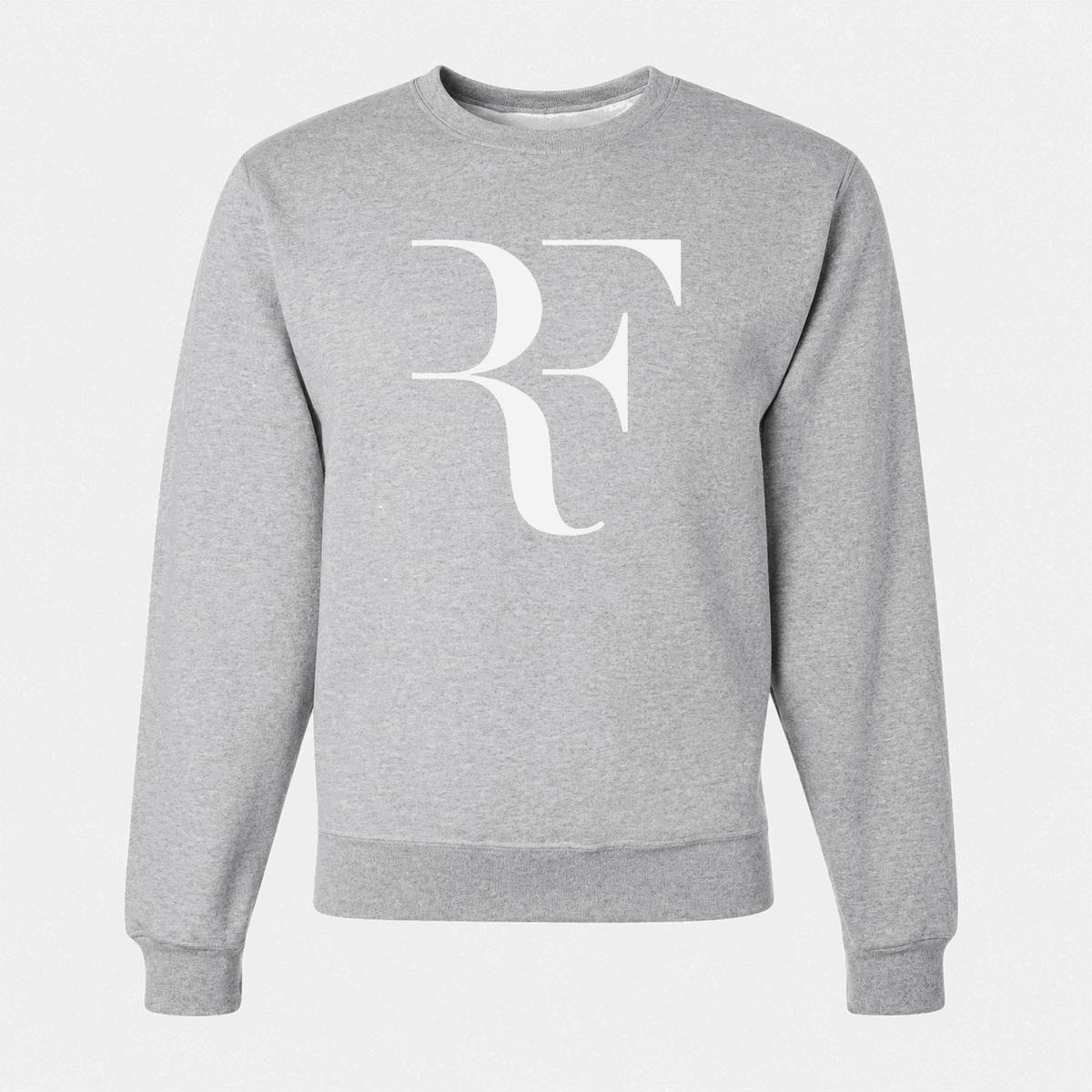 Men's Roger Federer White Logo Crewneck Sweatshirt - Gray