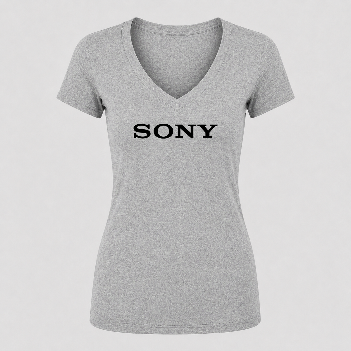 Women's Sony Black Design V Neck T-Shirt in gray