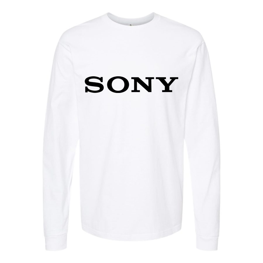 Men's Sony Black Logo Long sleeves Cotton Blend T-Shirt - White