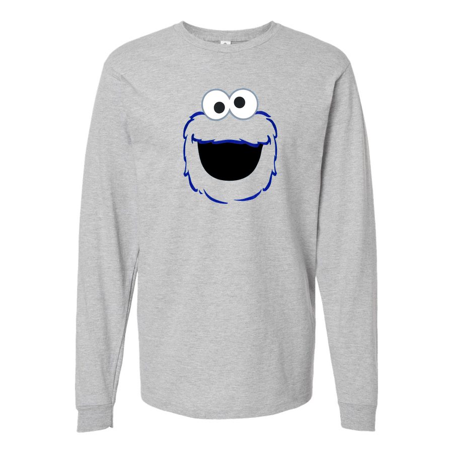 Men's Cookie Monster Long sleeves Cotton Blend T-Shirt - Gray