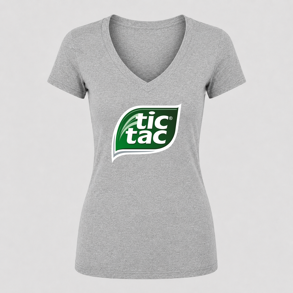 Women's Tic Tac V Neck T-Shirt in gray