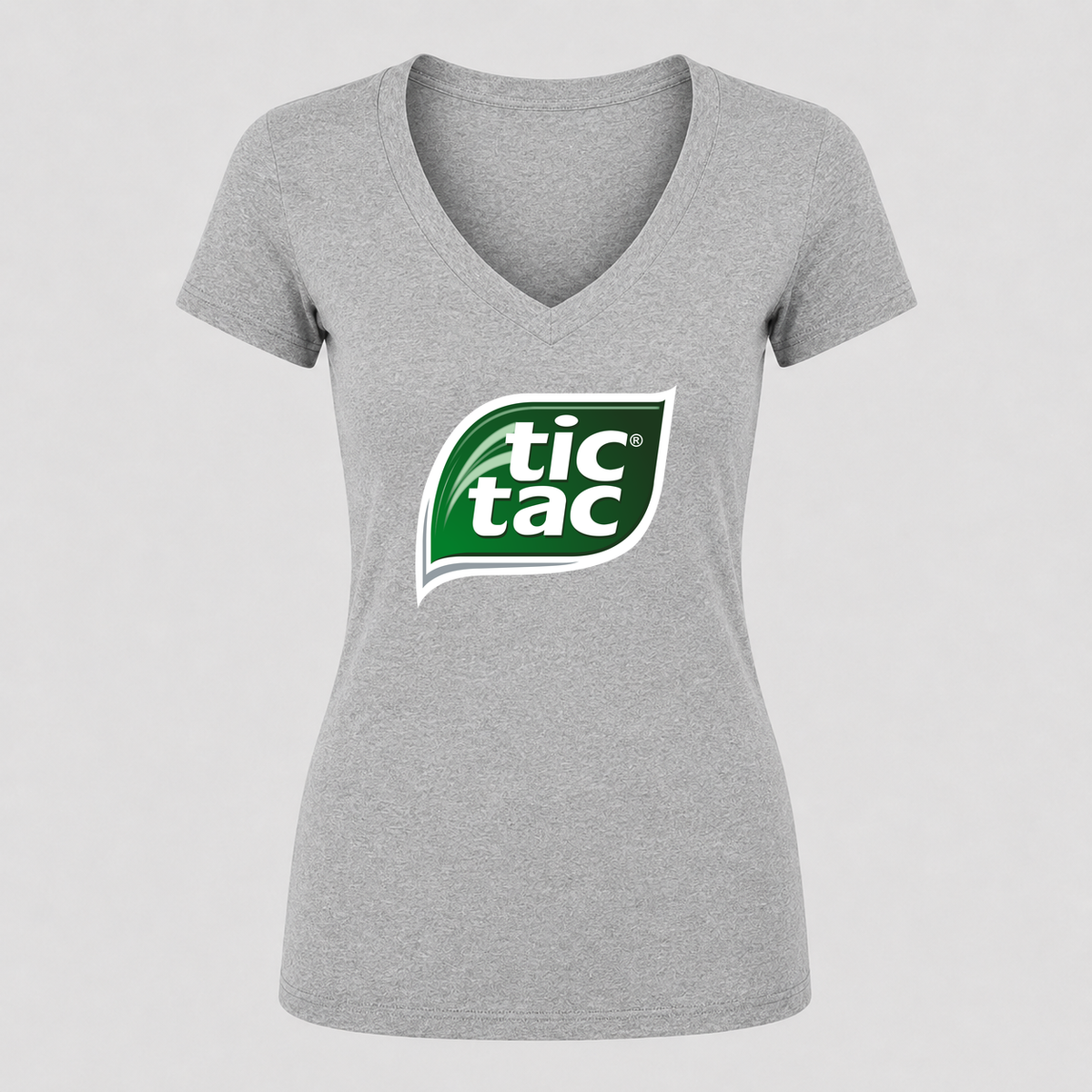 Women's Tic Tac V Neck T-Shirt in gray