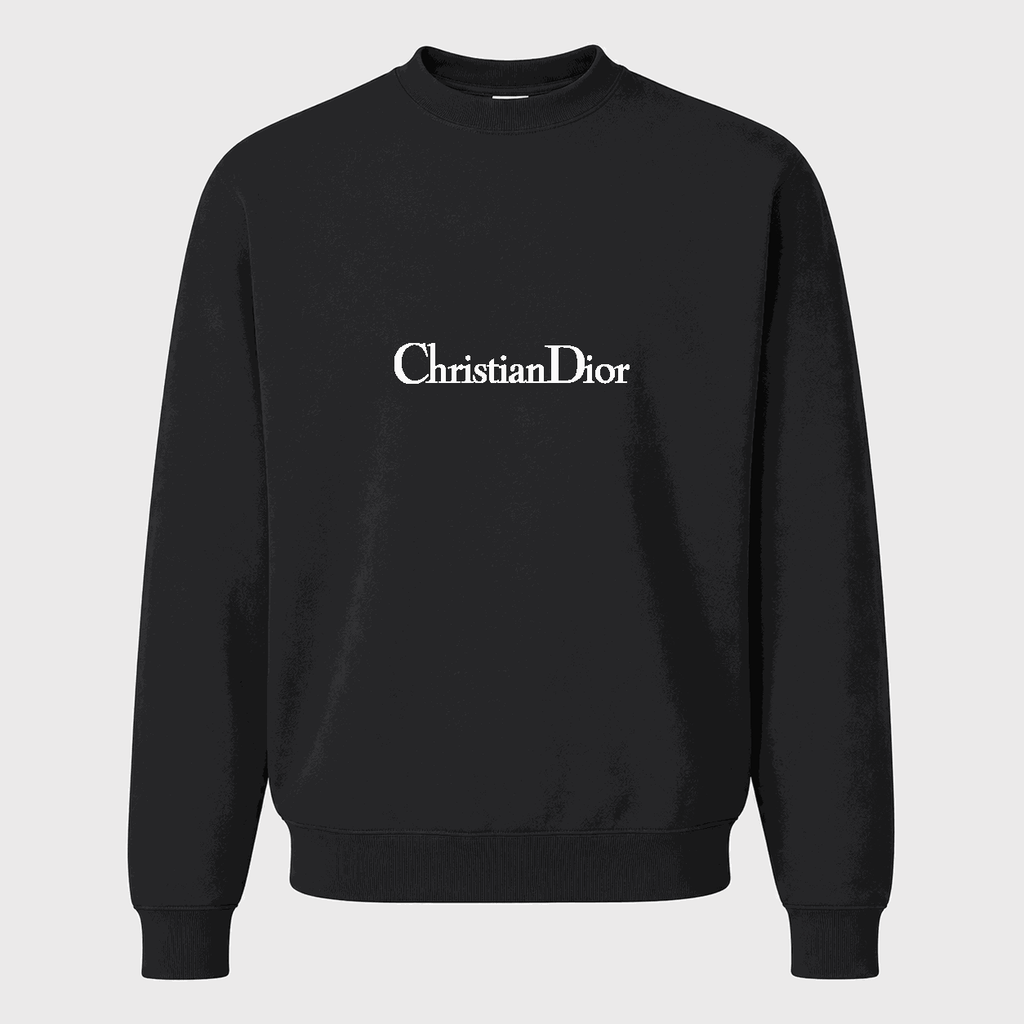 Men's Dior White Logo Crewneck Sweatshirt - Black