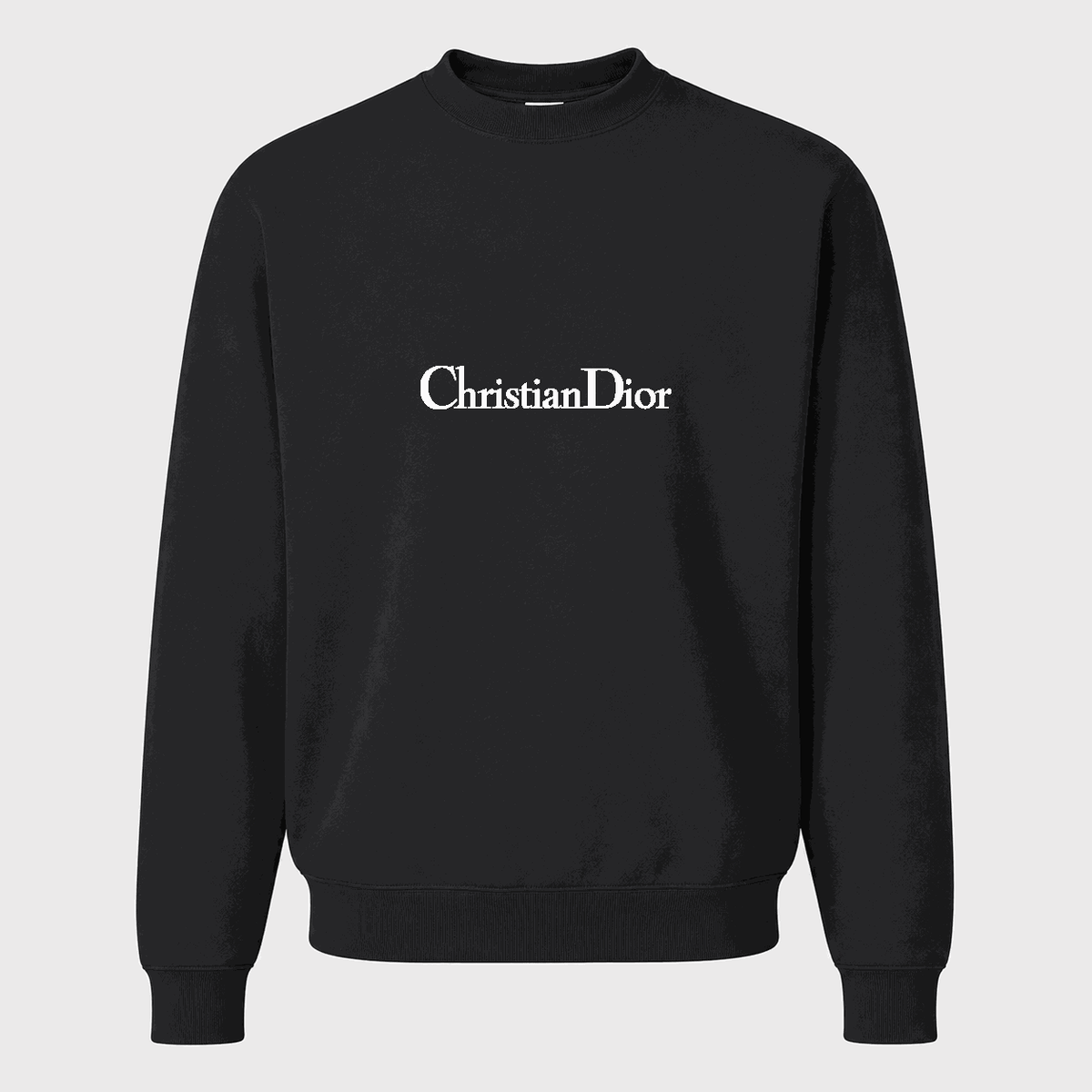 Men's Dior White Logo Crewneck Sweatshirt - Black