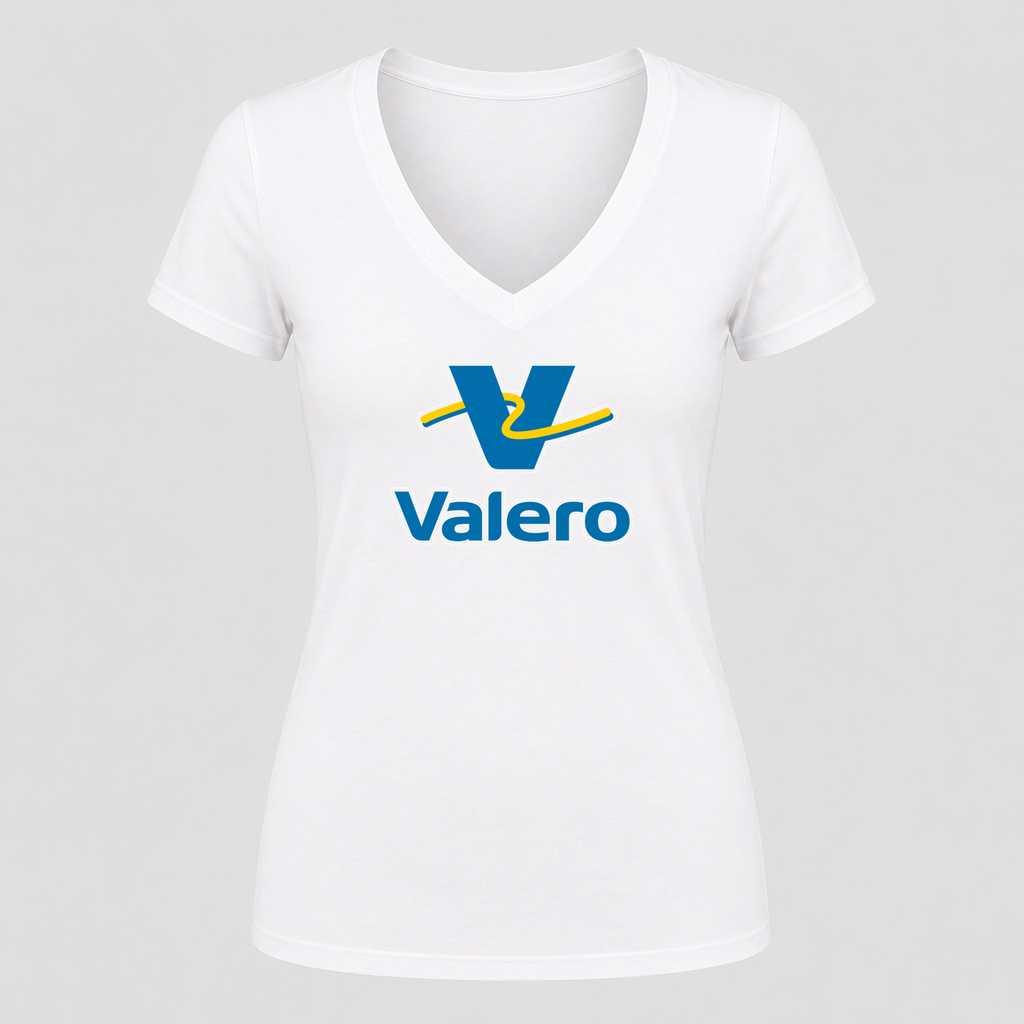 Women's Valero Gas Station V Neck T-Shirt in white