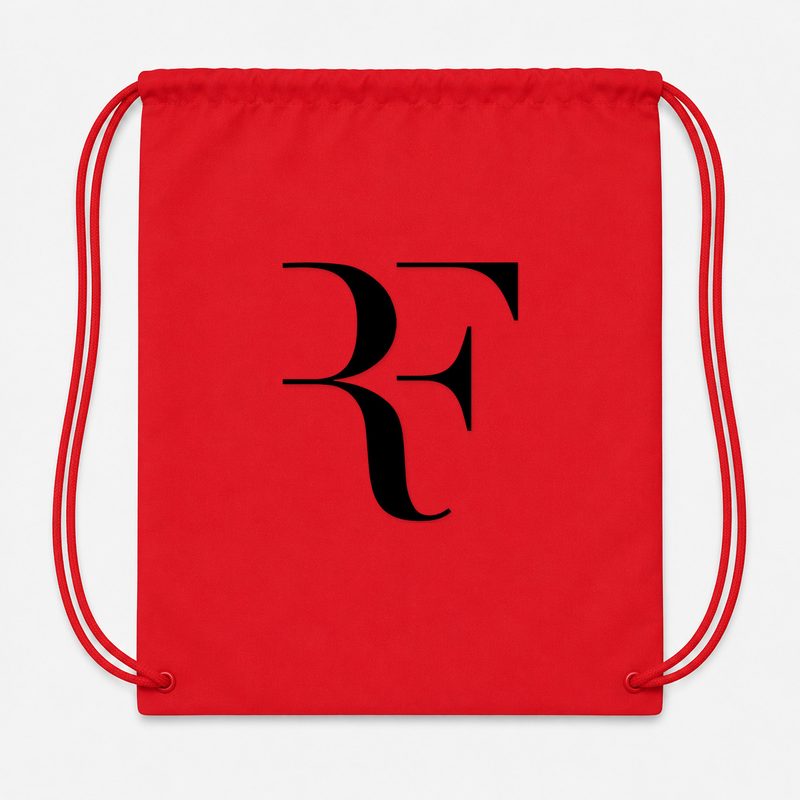 Roger Federer Black Drawstring Bag - Red