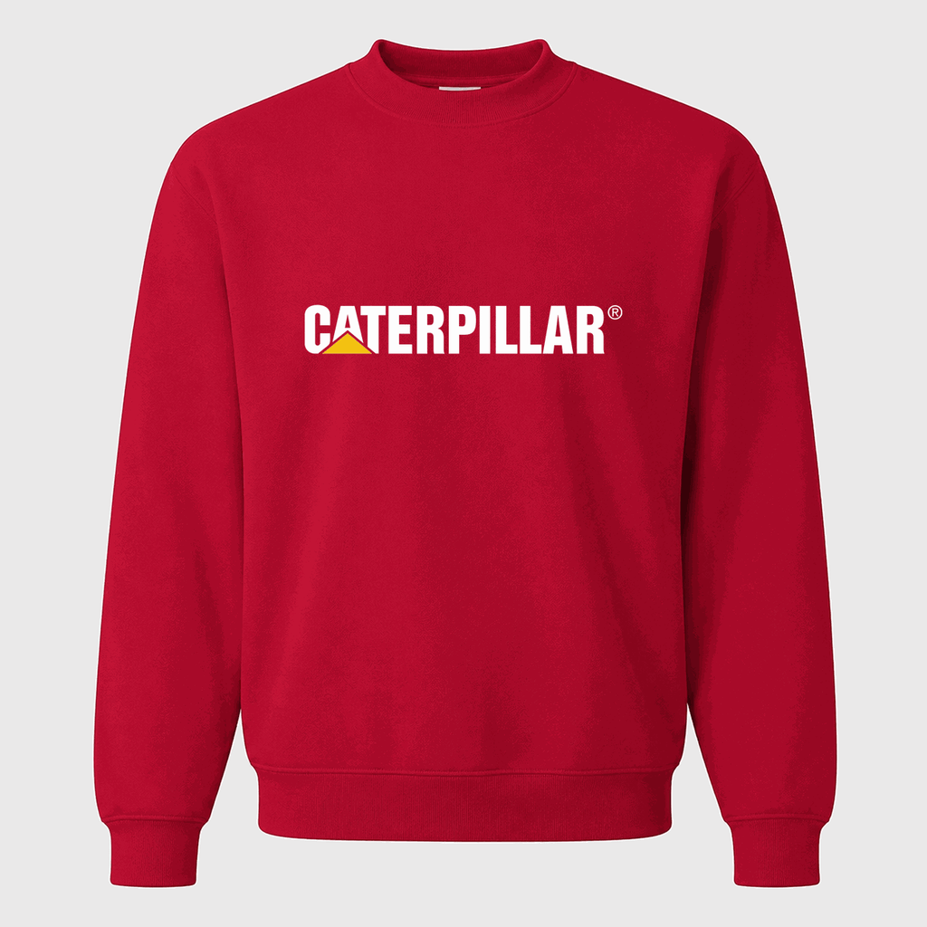 Men's Caterpillar White Logo Crewneck Sweatshirt - Red