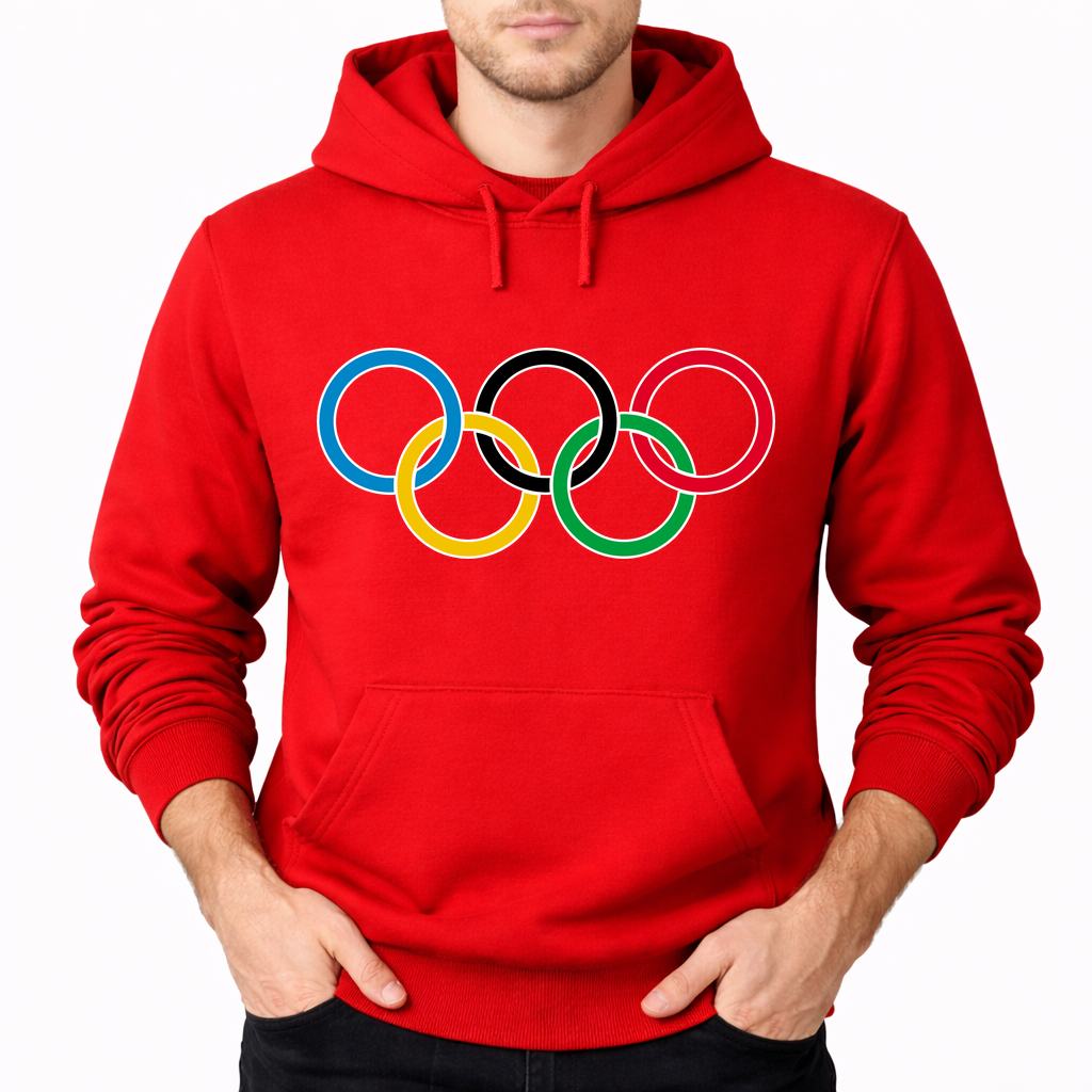 Men's Olympic Ring BK Pullover Hoodie - Red