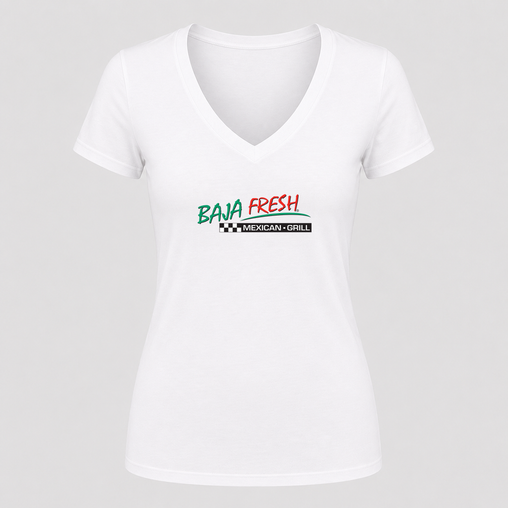 Women's Baja Fresh V Neck T-Shirt in white