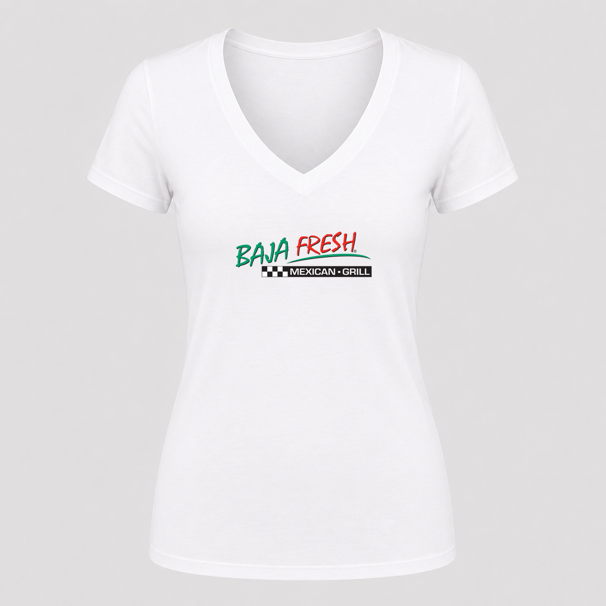 Women's Baja Fresh V Neck T-Shirt in white