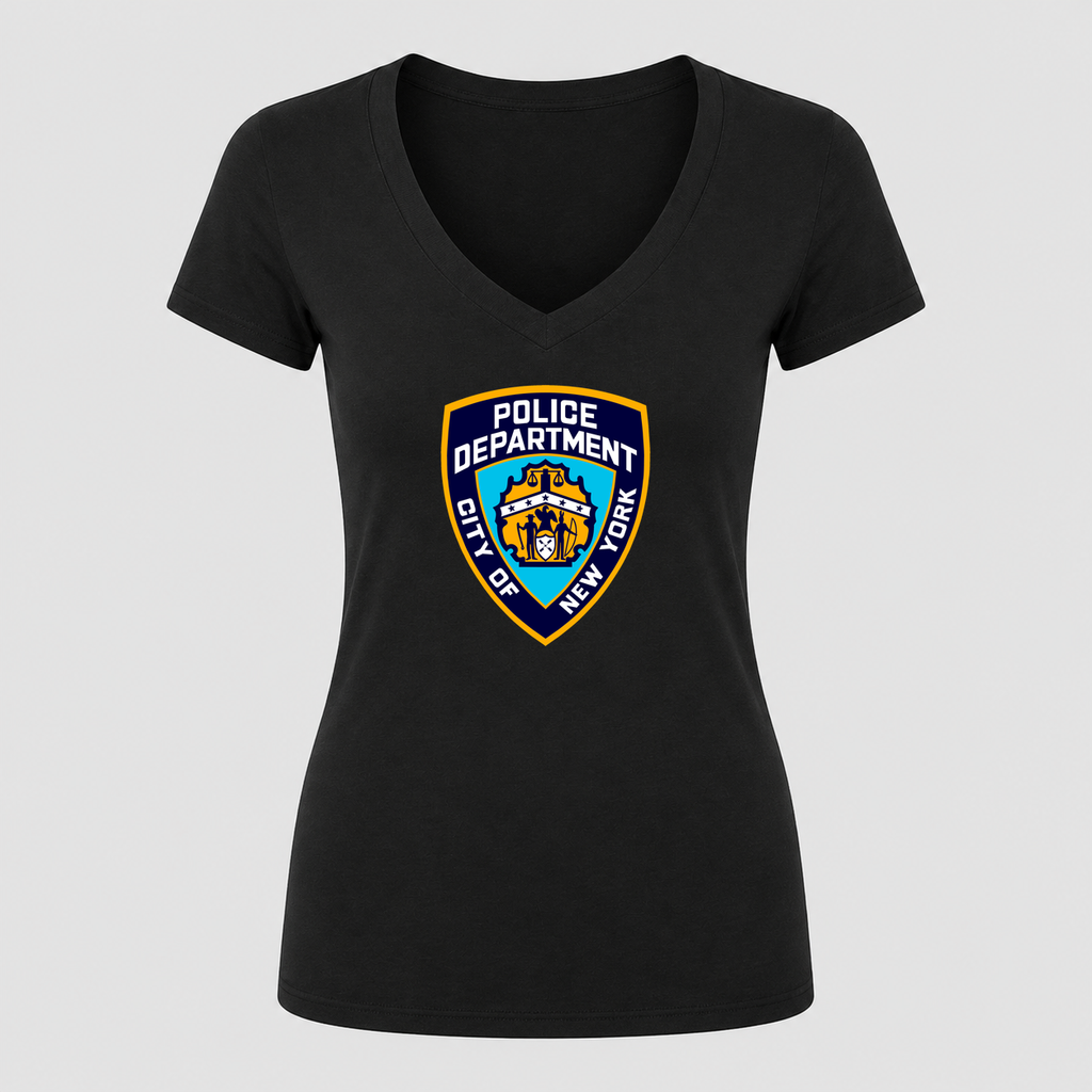 Women's NYPD V Neck T-Shirt in black