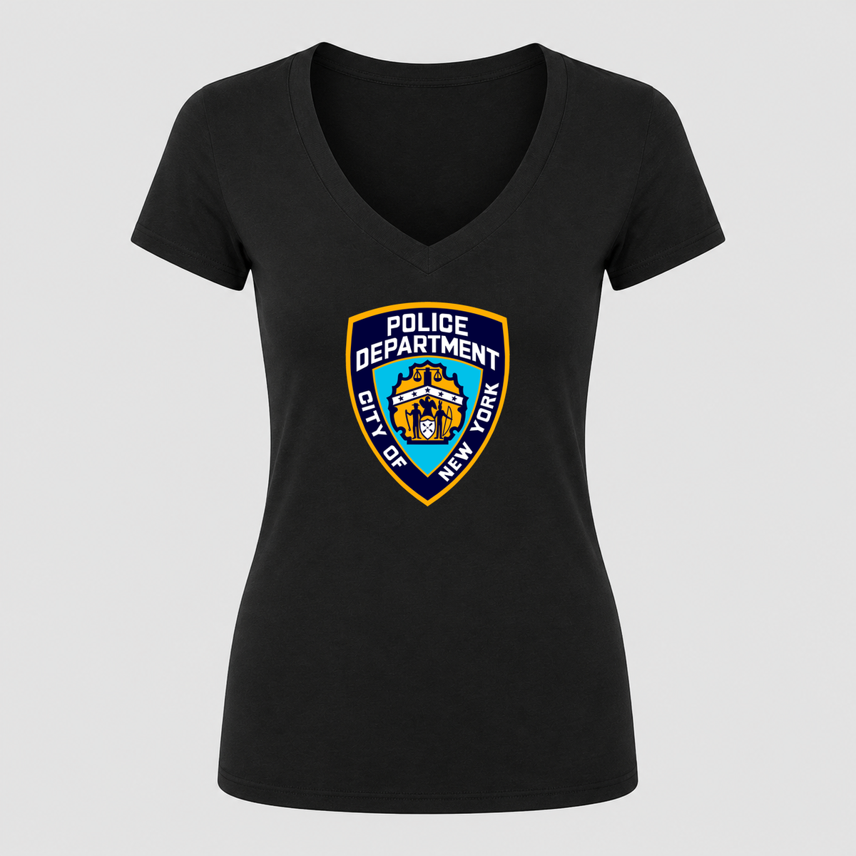 Women's NYPD V Neck T-Shirt in black
