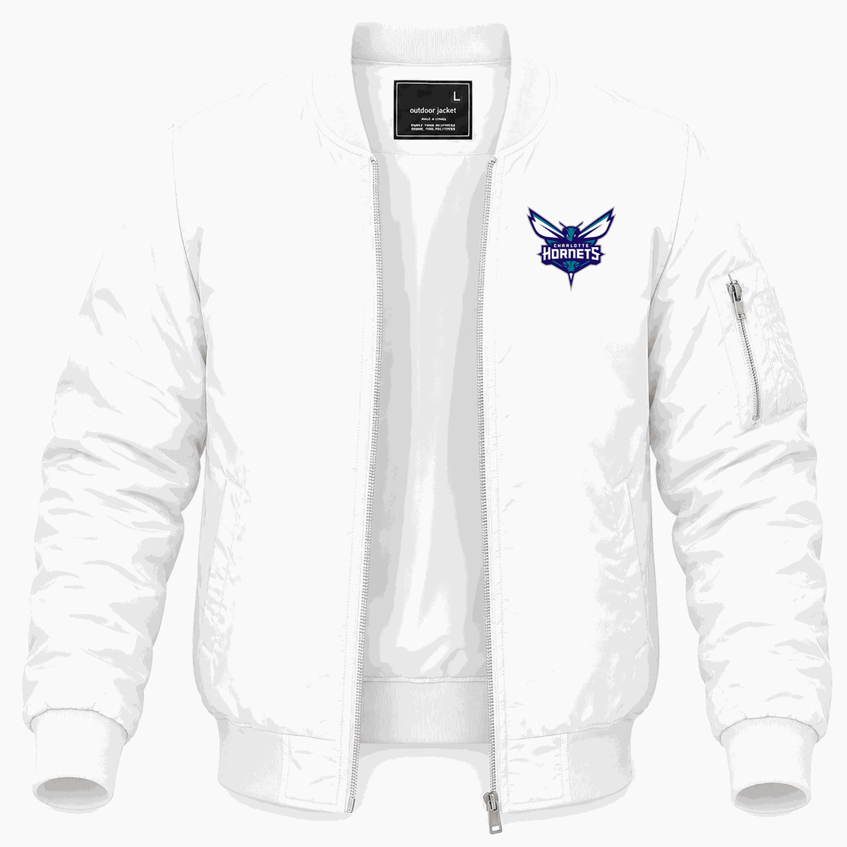 Men's Charlotte Hornets Lightweight Bomber Jacket - White