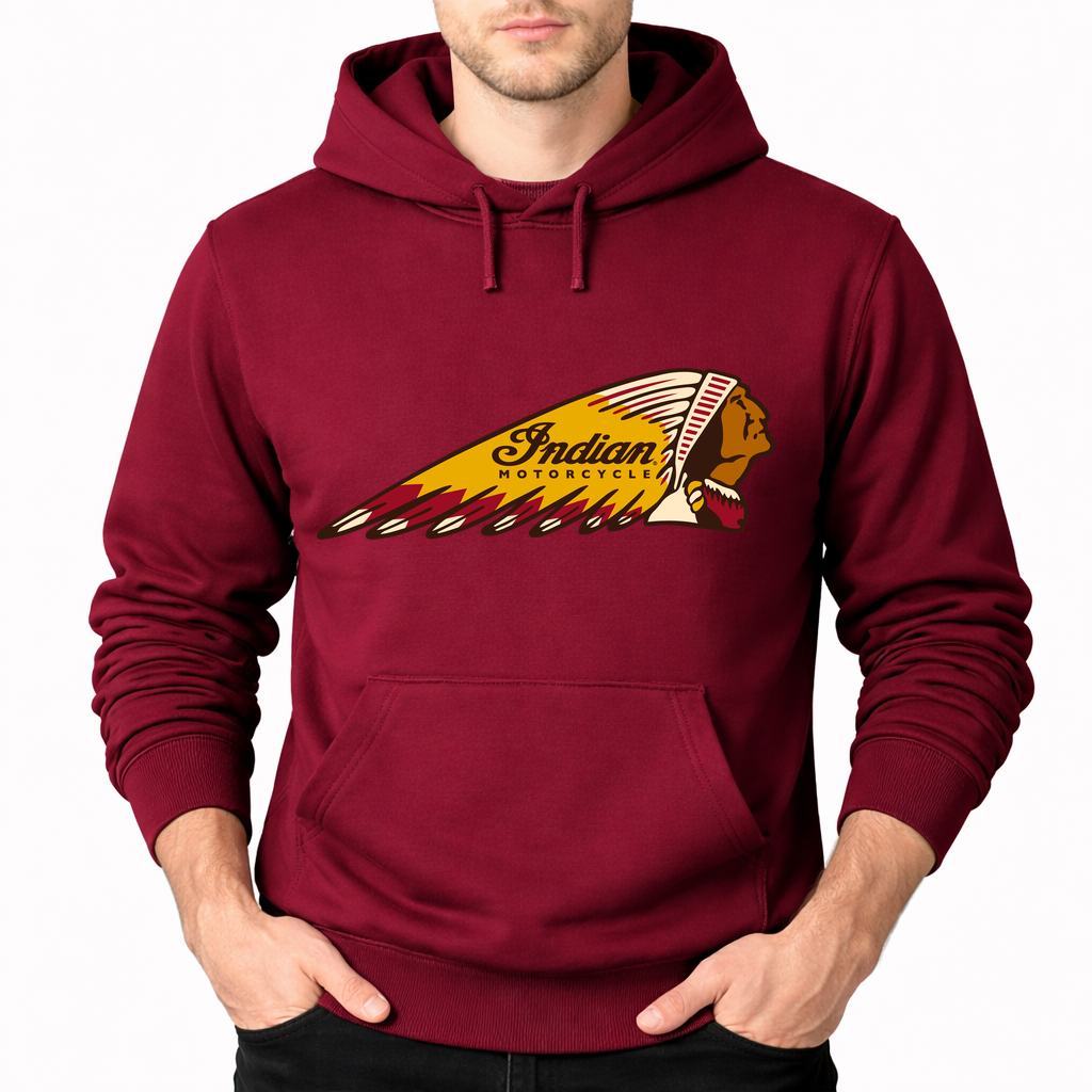 Men's Indian Motorcycle Pullover Hoodie - Burgundy