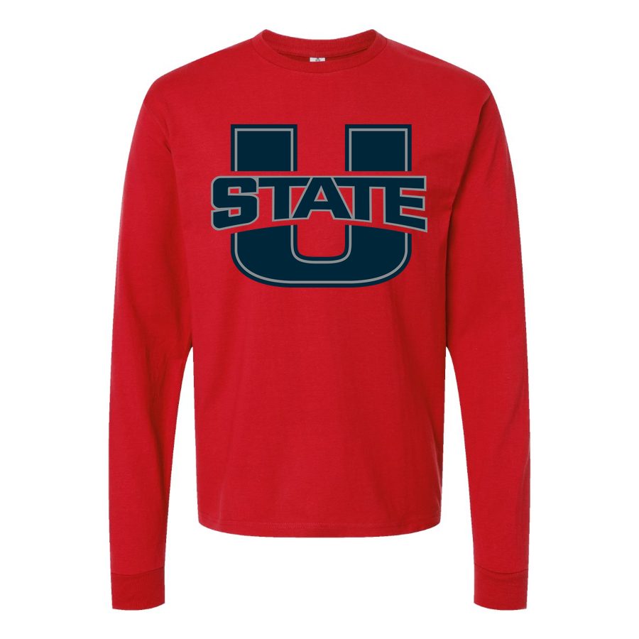Men's Utah State Aggies Logo Long sleeves Cotton Blend T-Shirt - Red