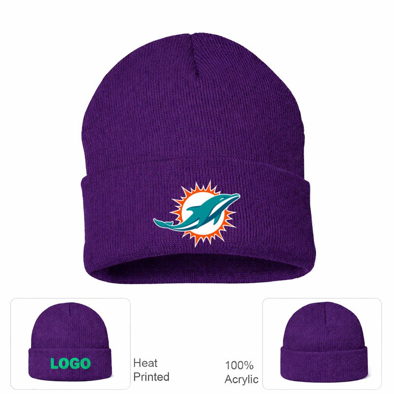 Miami Dolphins Purple Beanie Hat