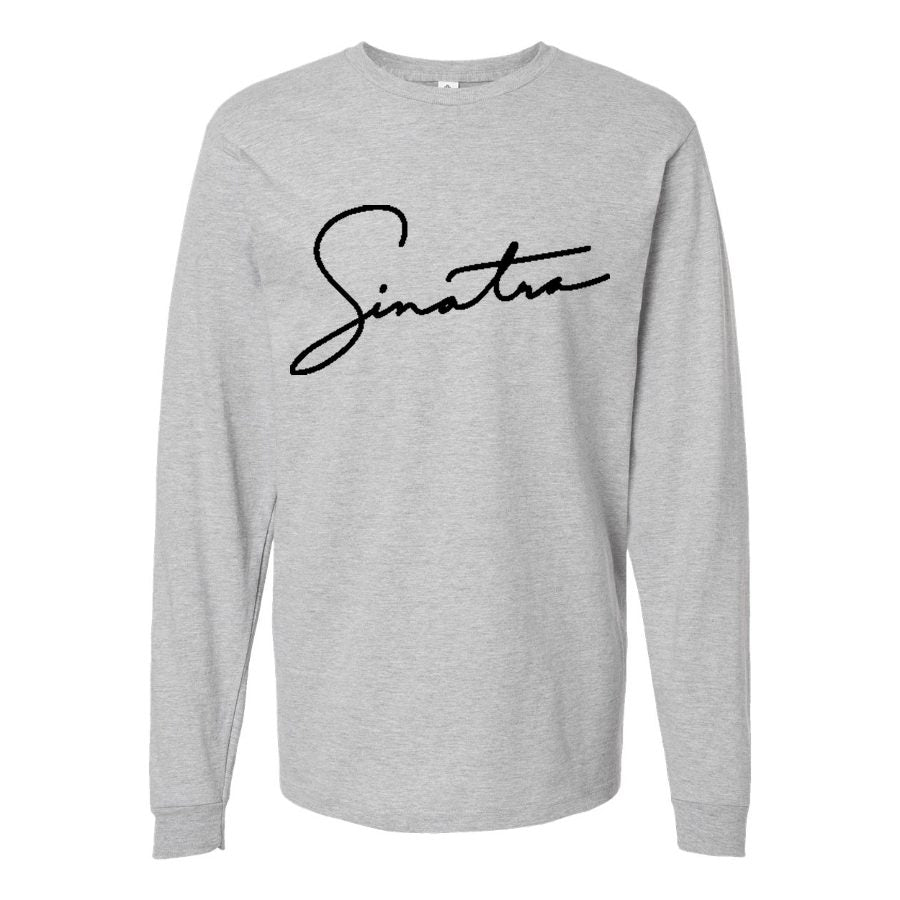 Men's Frank-Sinatra-Logo Long sleeves Cotton Blend T-Shirt - Gray