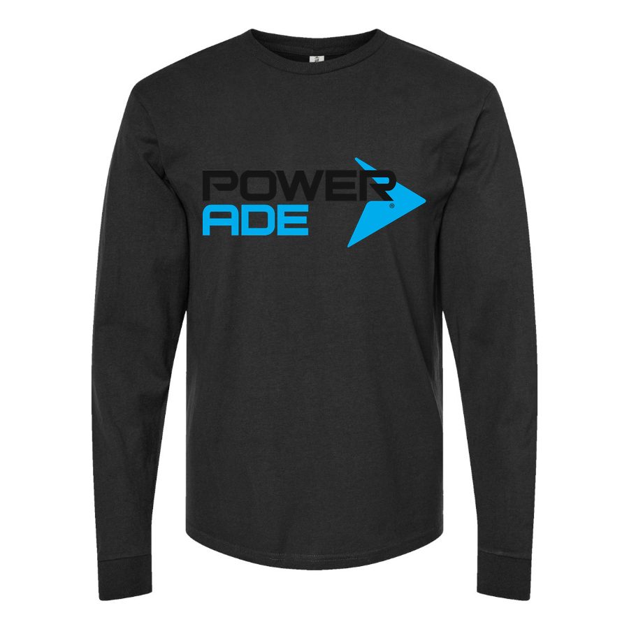 Men's Powerade logo Long sleeves Cotton Blend T-Shirt - Black