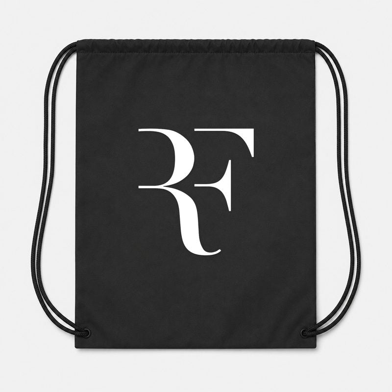 Roger Federer White Drawstring Bag - Black