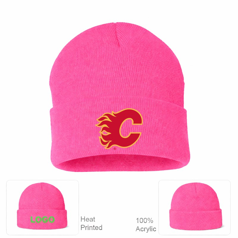 Calgary Flames Pink Beanie Hat