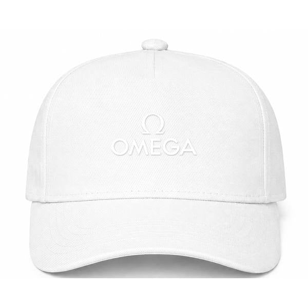 Omega White Logo White Dad Baseball Cap Hat