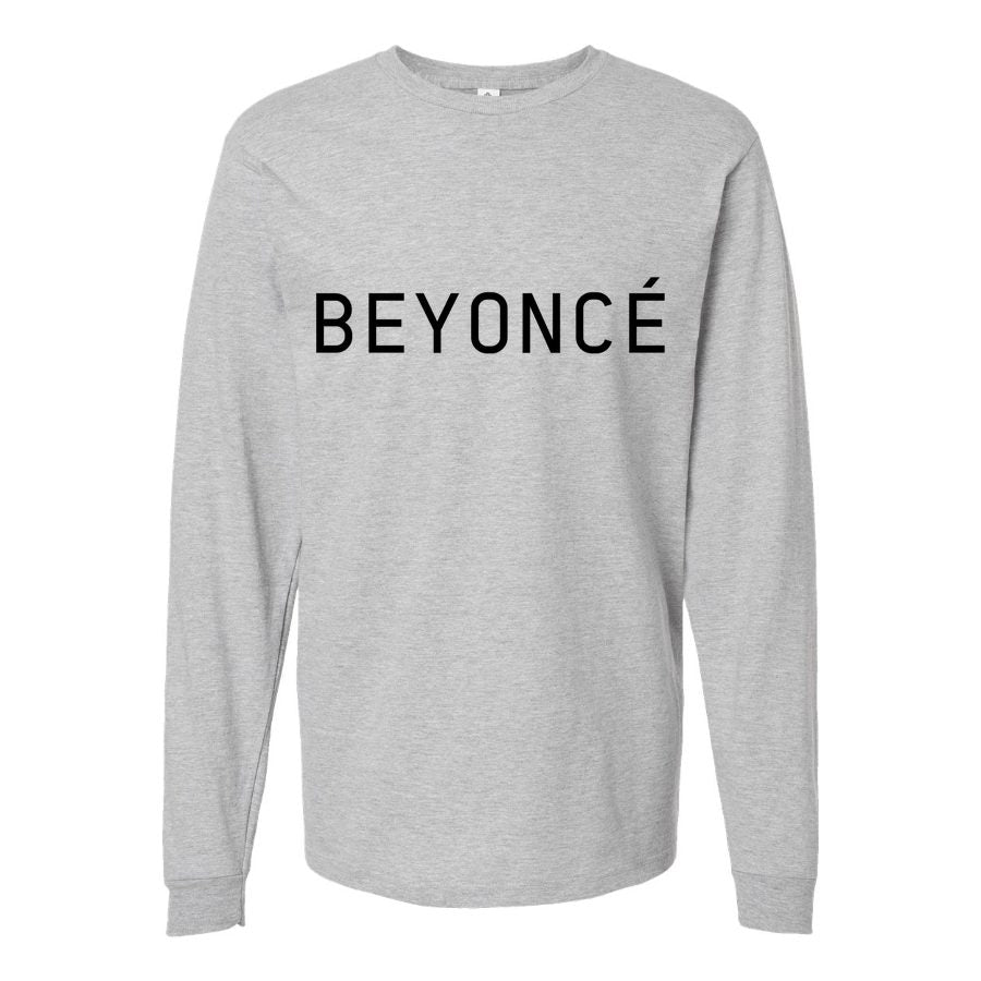 Men's Beyonce-Logo Long sleeves Cotton Blend T-Shirt - Gray