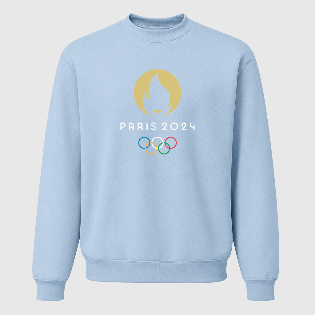 Men's Olympics 2024 Paris White Logo Crewneck Sweatshirt - Sky Blue