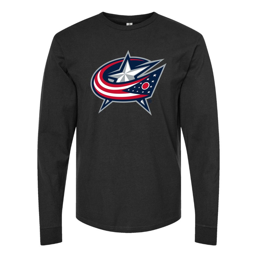 Men's Columbus Blue Jackets Long sleeves Cotton Blend T-Shirt - Black