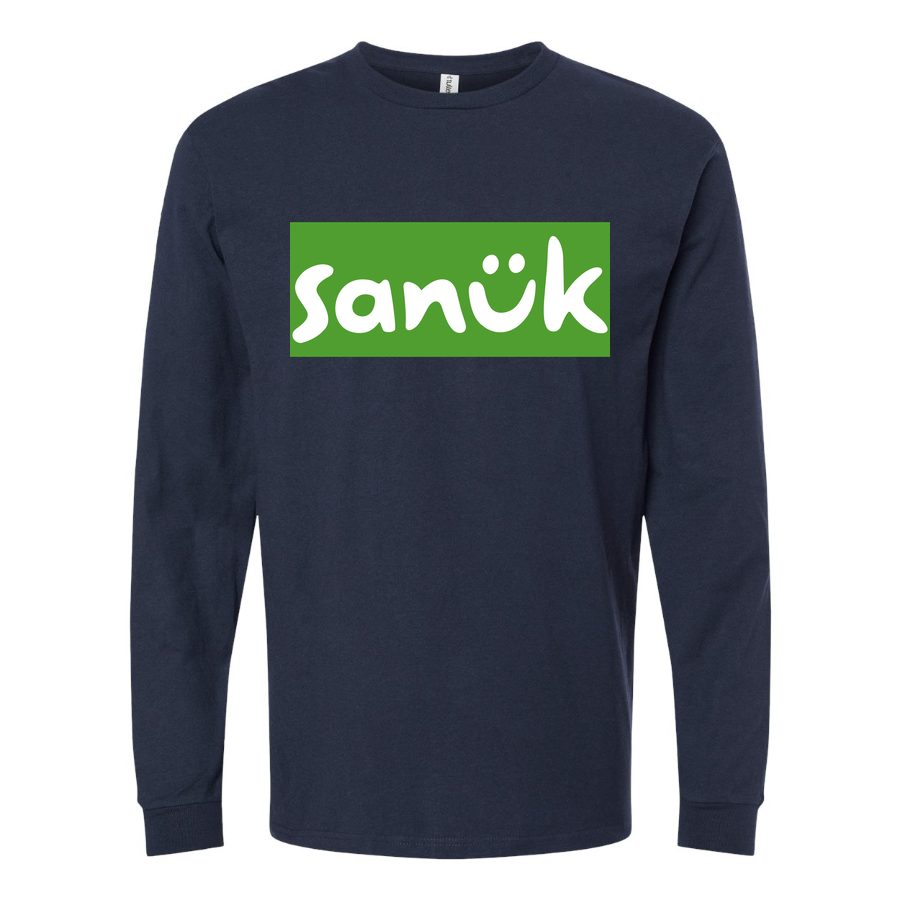 Men's Sanuk-Logo-1536x864 Long sleeves Cotton Blend T-Shirt - Navy