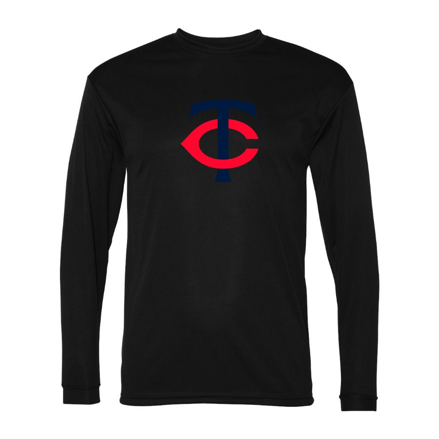 Men's Minnesota Twins Polyester Long Sleeve T-Shirt - Black