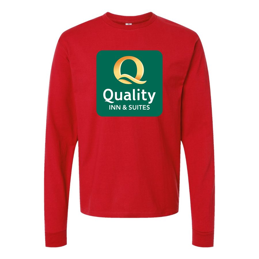 Men's Quality Inn & Suites Long sleeves Cotton Blend T-Shirt - Red