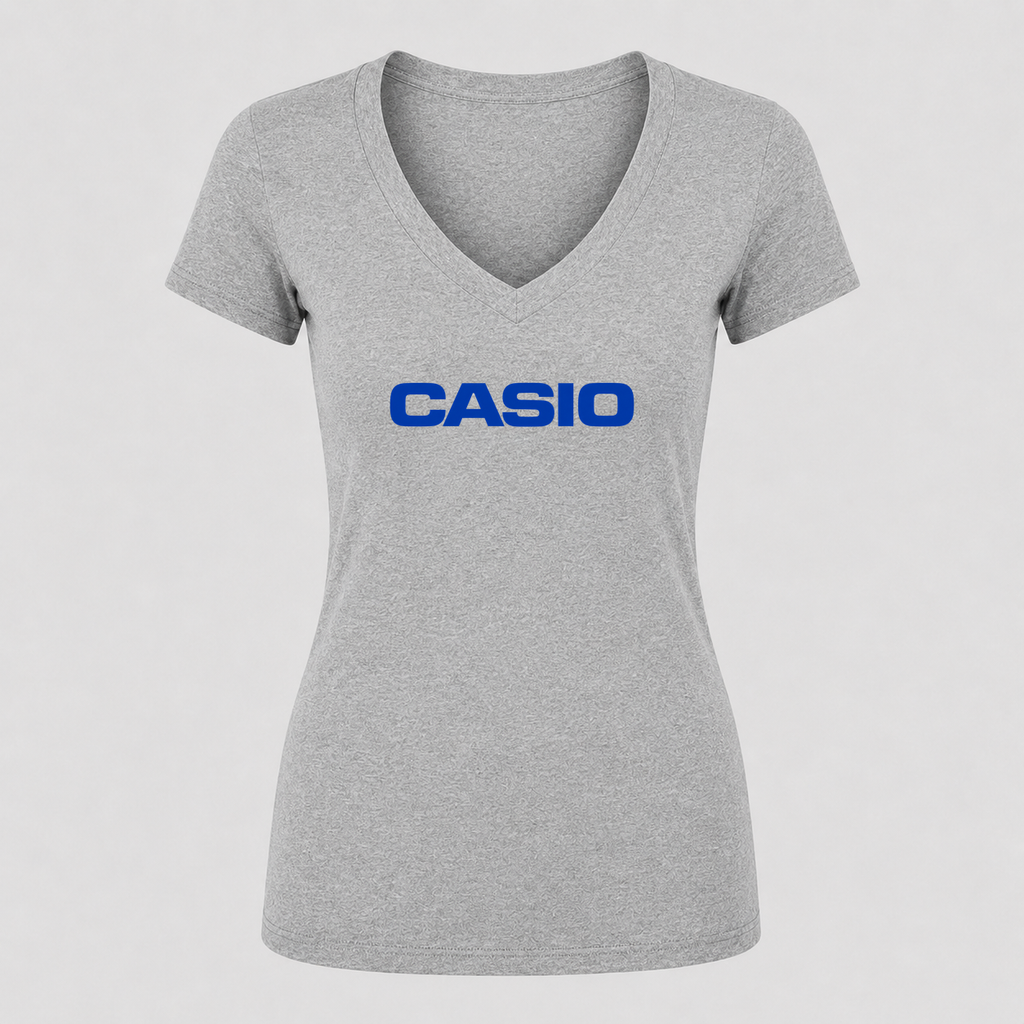 Women's Casio V Neck T-Shirt in gray