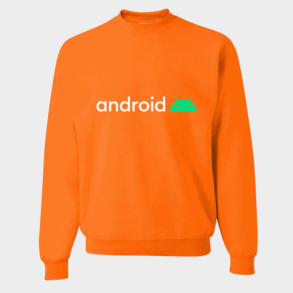 Men's Android White Logo Crewneck Sweatshirt - Orange