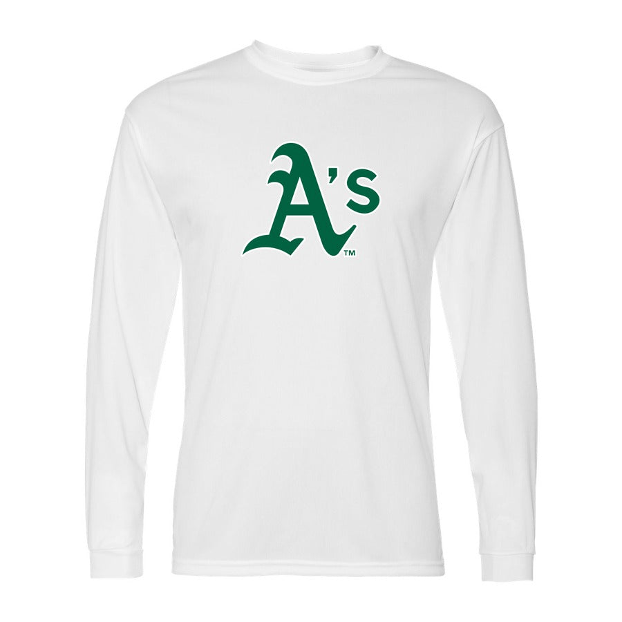 Men's Oakland Athletics Polyester Long Sleeve T-Shirt - White