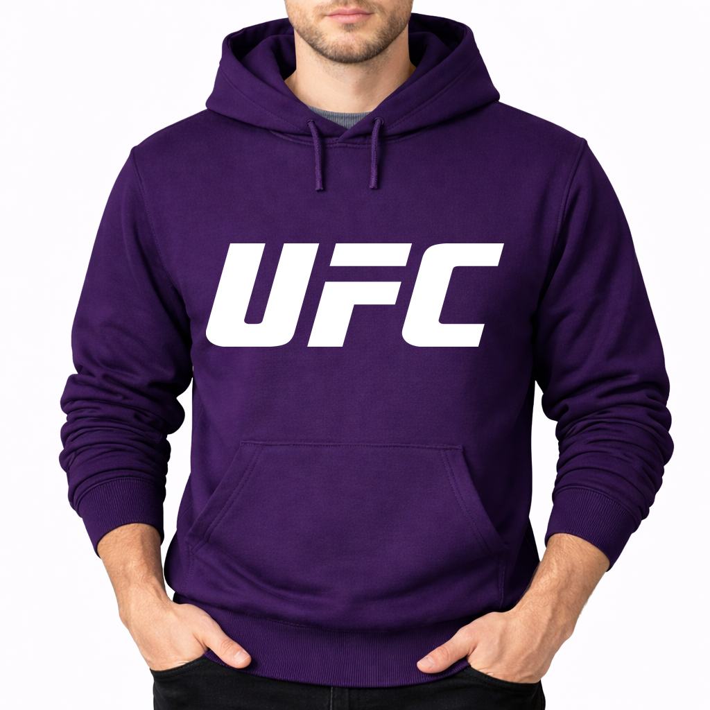 Men's UFC White Pullover Hoodie - Purple