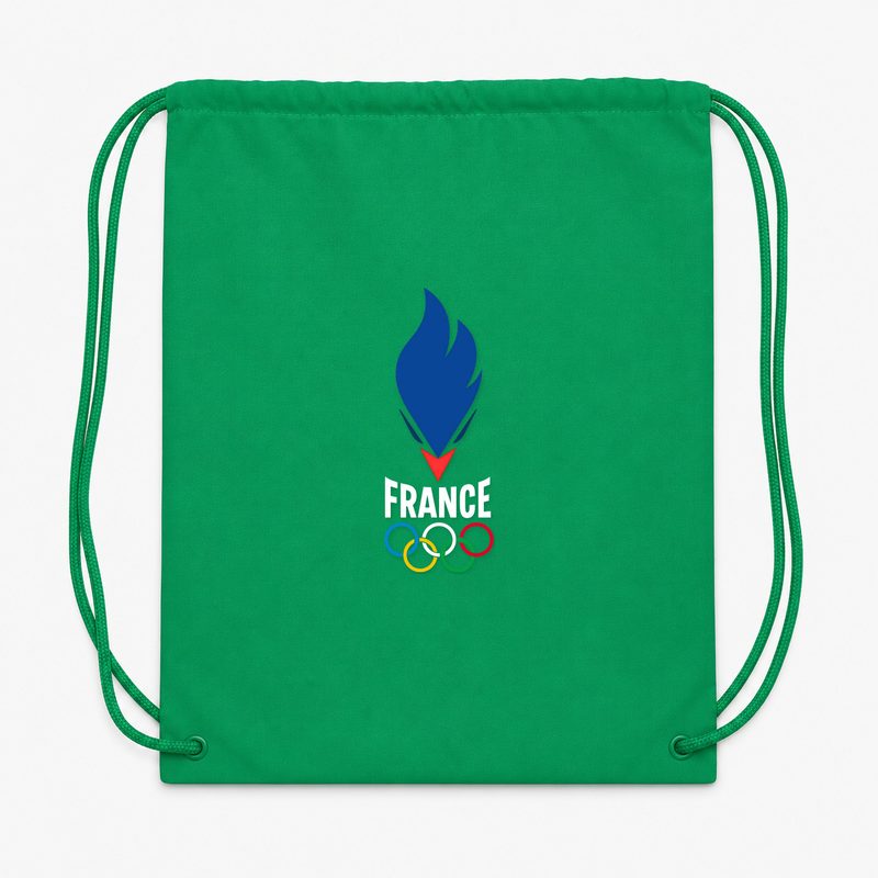 France 2024 White Drawstring Bag - Green